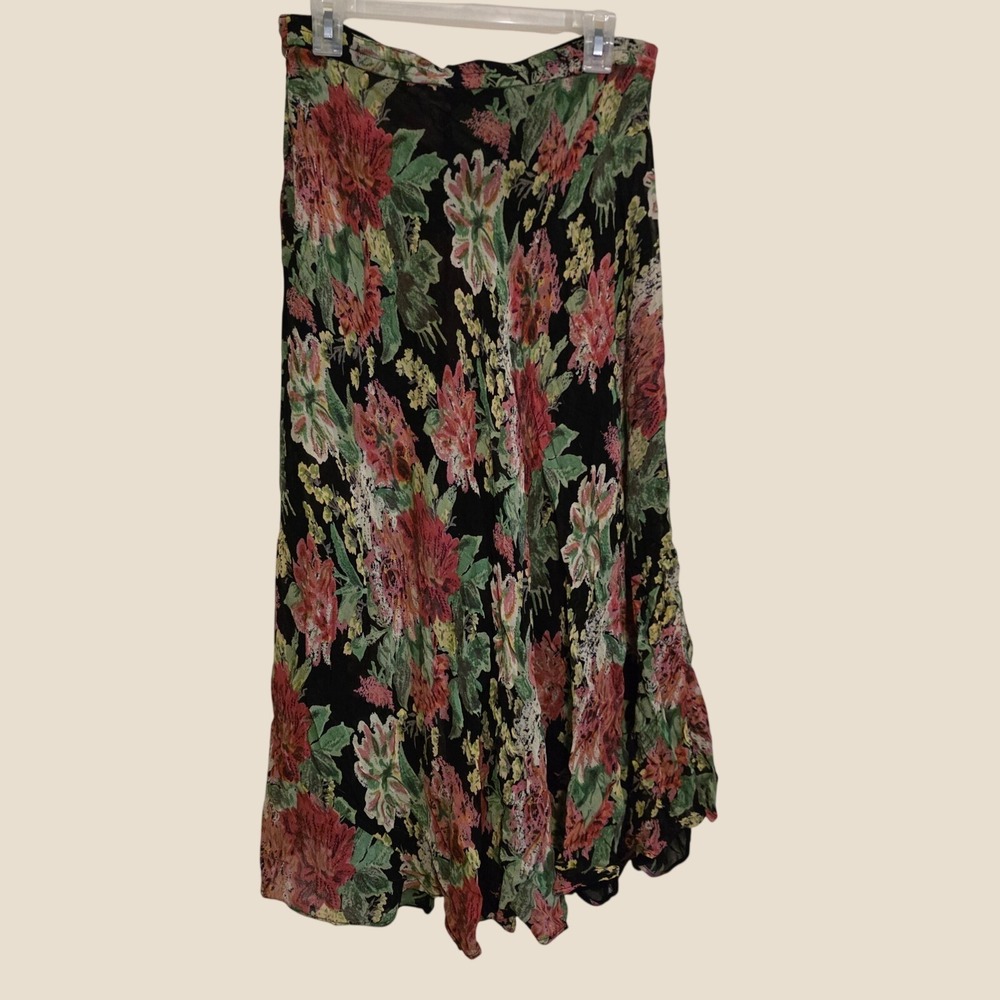 Vintage Y2k Reversible Floral Maxi Skirt Size Medium Fairy Grunge Whimsigoth